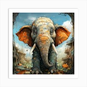 Elephant In The City Art Print