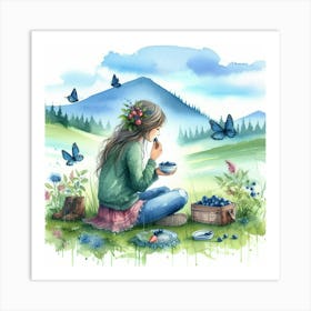 Blueberry Girl Art Print