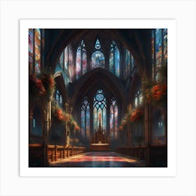 Cathedral Church Window Religion Glass Painting Architecture Flowers Construction Sacred Silence Art Print