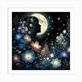 Moonlight In The Garden Art Print