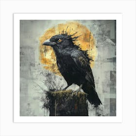 Crow and Moon Art Print