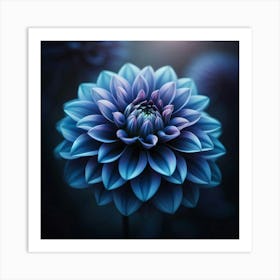 Blue Dahlia Art Print