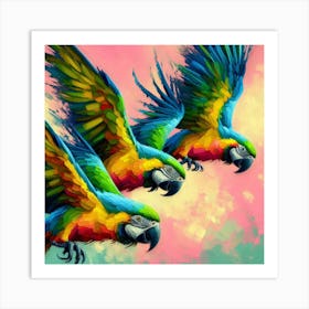 Colorful Parrots Art Print