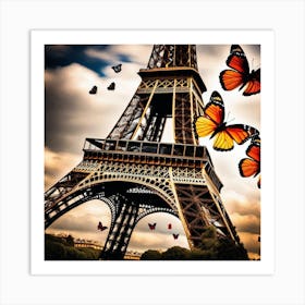 Butterflies On The Eiffel Tower 4 Art Print