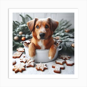 Dog in Bowl Art Print