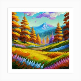 Magnificent forest meadows oil painting abstract painting art Art Print