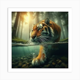 Tiger In The Water 1 Art Print