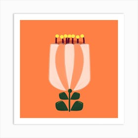 Single Minimal Tulip Square Art Print