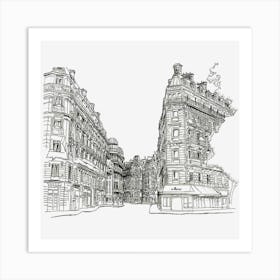 Building Illustration Paris Drawing Sketch City Angle White Pencil Art Print