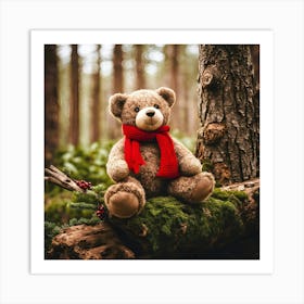 Teddy Bear In The Forest Art Print