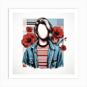 Girl With Flowers Art Print