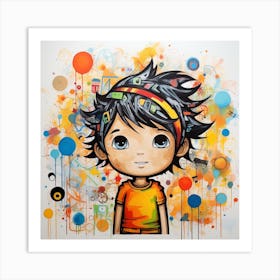 Abstract Colorful Child Doodle Vibrant Paint Art Print