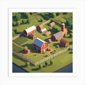 Isometric Farm Art Print