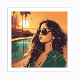 Woman Wearing Sunglasses 2 Art Print