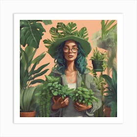 Girl In The Garden Art Print