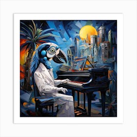 Parrot At The Piano Art Print