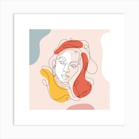 Portrait Of A Woman Continuous line drawing of a woman, Scandinavian wall art, fine art print. 8 Art Print