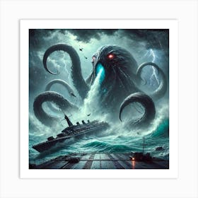 Abyssal Behemoth Tentacle Strike Art Print