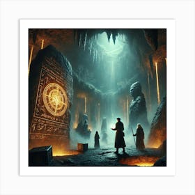 A Mysterious Scene Set Deep Underground In The Glo Converted Art Print