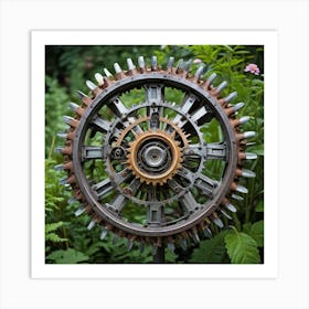 Create A Juxtaposition Of Nature And Technology By Photographing A Garden Where Plants And Flowers A 2130695078 Art Print