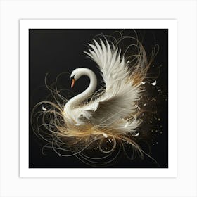 Golden Swan Art Print