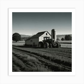 Farm Tractor In The Field Art Print