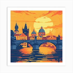 A Prague With Charles Bridge Vector Design Illus 1720467977 2 Art Print