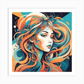 Girl With Long Hair Art Print