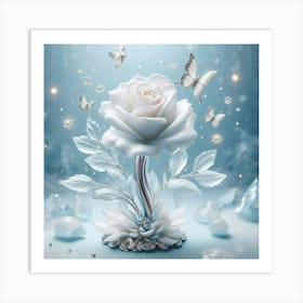 White Rose With Butterflies 6 Poster