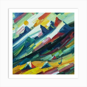 People camping in the middle of the mountains oil painting abstract painting art 17 Art Print