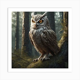 Owl In The Woods 42 Art Print