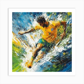 Soccer Player Splashing Water Art 1 Art Print