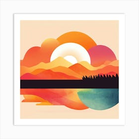 Sunset In The Mountains 6 Art Print