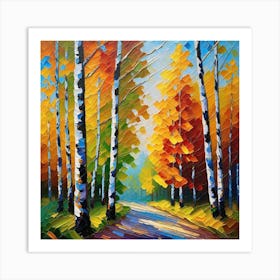 Birch Trees In Autumn 5 Art Print