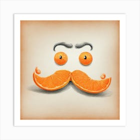 Orange Mustache Art Print