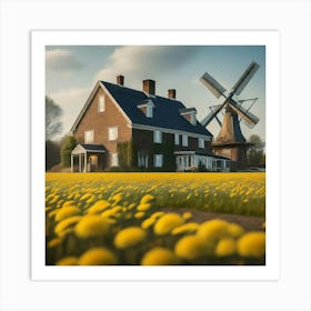 Windmill In The Field 2 Art Print