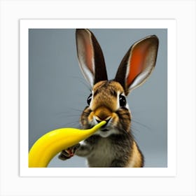 Rabbit Eating Banana Art Print