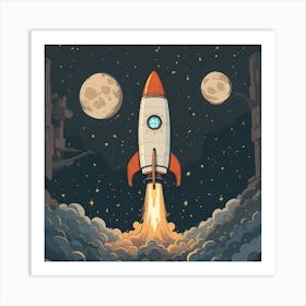 Space Rocket Launch Póster