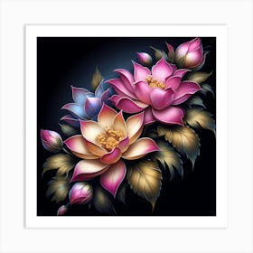 Lotus Flower Painting 1 Art Print