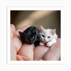 Tiny Kittens On A Hand Wall decoration Art Print