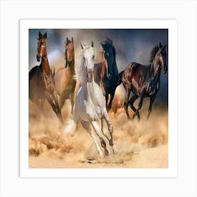 Manada De Caballos Al Galope Art Print