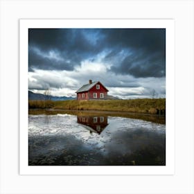 Firefly Reflected Old House Beneath Moody Clouds 18932 (2) Art Print