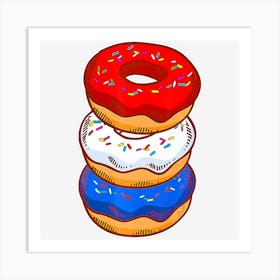 Trending Cute American Donut Pastry Lover Baking 4th Of Art Print