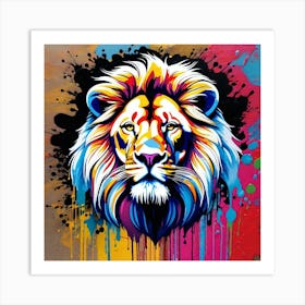 Colorful Lion Painting 6 Art Print