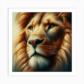 Lion Portrait in oil colors Art Print