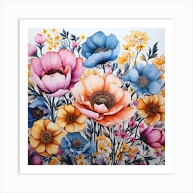 Watercolor Flowers 13 Art Print