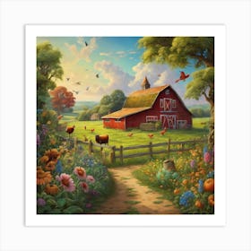 Farm in the Woods Art Print