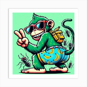 Monkey With Sunglasses Art Print