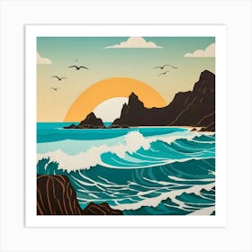 Sunset At The Beach Art Print