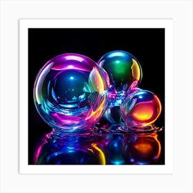 Glow Shapes Neon Bright Color 3d Fluid Bubbles Luminous Vibrant Vivid Radiant Flowing G (6) Art Print